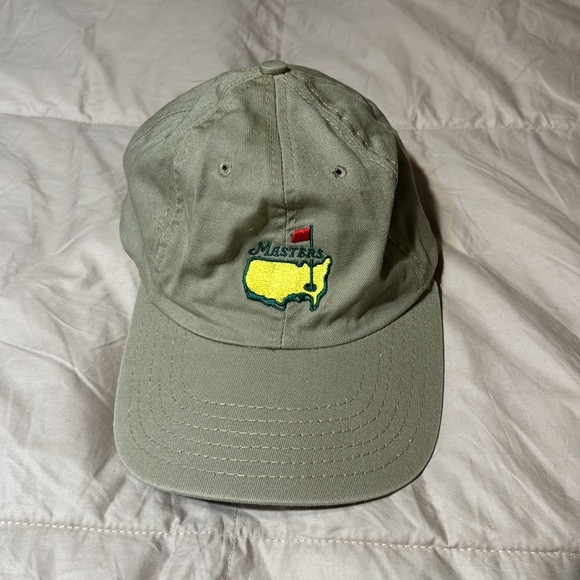 PGA Masters Augusta  Golf Tournament Classic Strap Back Adjustable Khaki Hat - Picture 6 of 6